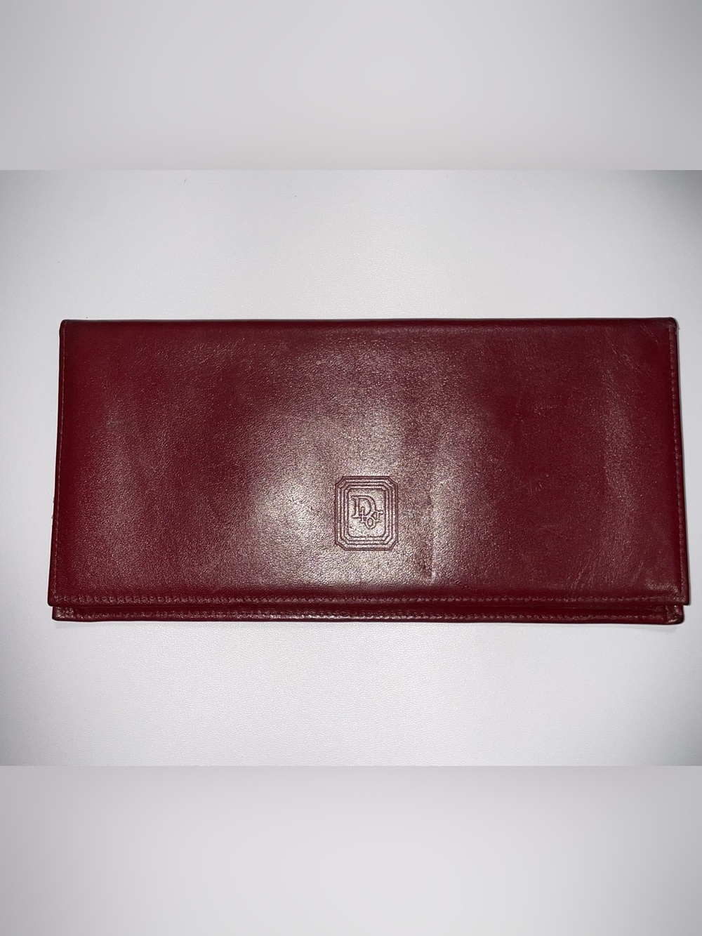 Authentic Vintage Dior Burgundy Embossed Leather Long Wallet